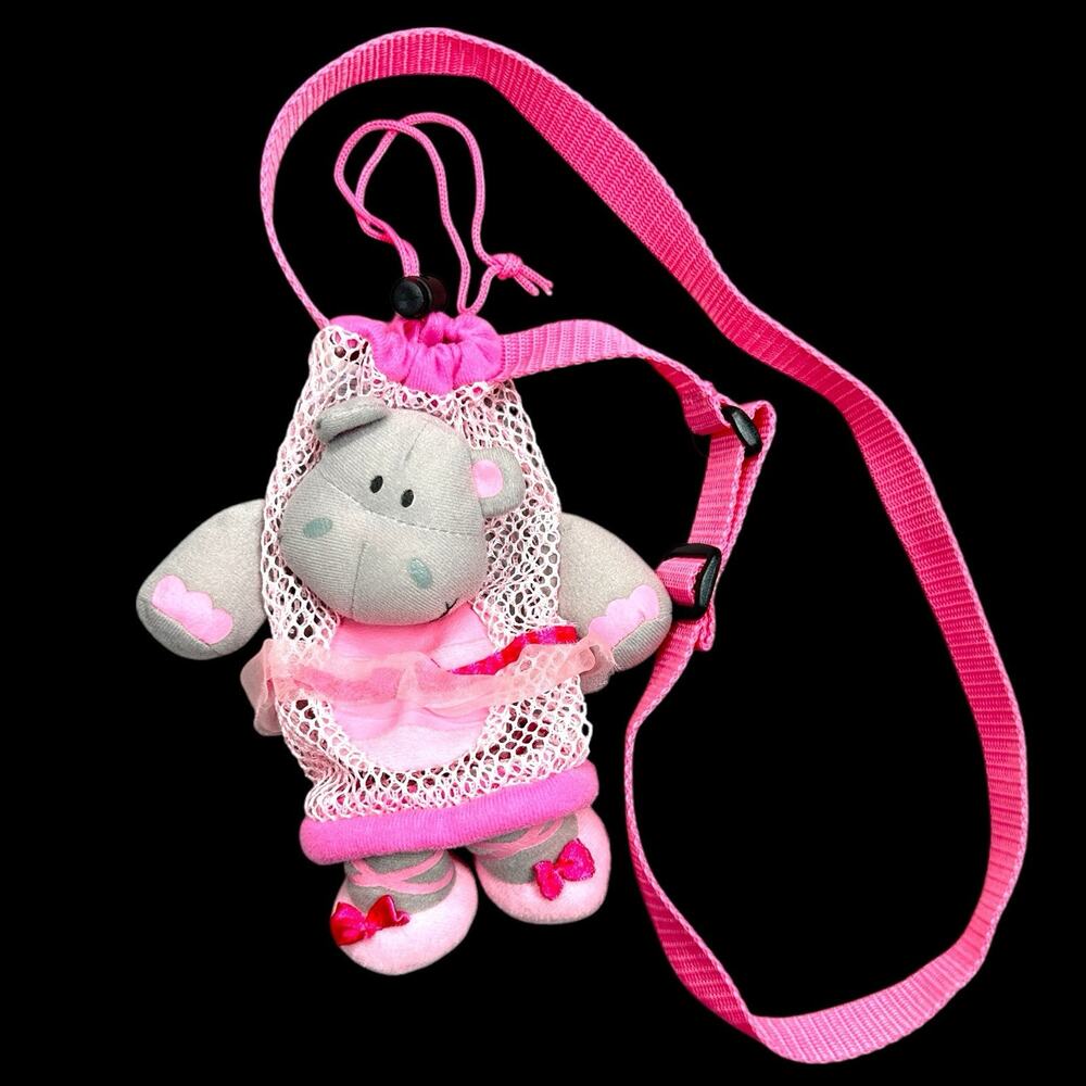 Silly Sacs Stephen Joseph Gray Hippo Ballerina Pink Tutu Mesh Bag 2004 Kids Rare